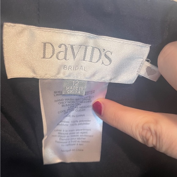 David’s Bridal STRAPLESS CRINKLE CHIFFON DRESS WITH CASCADE SKIRT - Picture 2 of 7